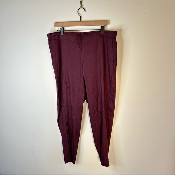J. Jill Burgundy Linen Blend Relaxed Fit Trousers size XLT - Picture 2 of 11